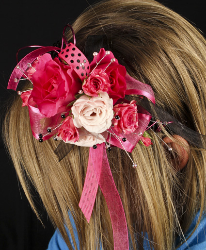 HOT PINK & BLACK Prom Hairpiece