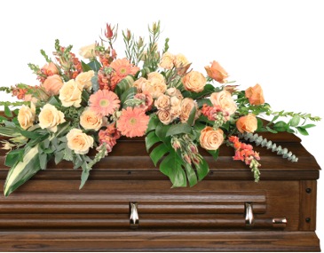Compassionate Coral Casket Spray in Conneaut, OH | MORRIS FLOWERS & GIFTS