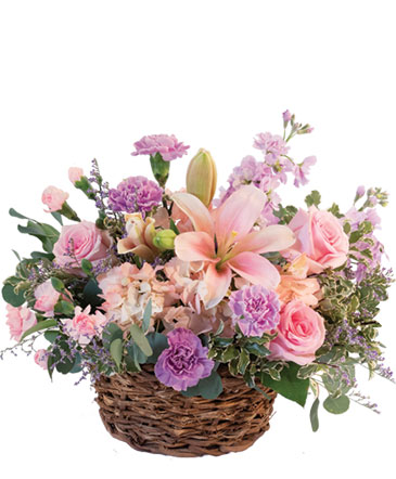 Pretty with Pinks Basket Arrangement in Conneaut, OH | MORRIS FLOWERS & GIFTS