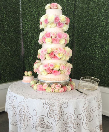 Rosey Waterfall Wedding Cake Flowers in Conneaut, OH | MORRIS FLOWERS & GIFTS